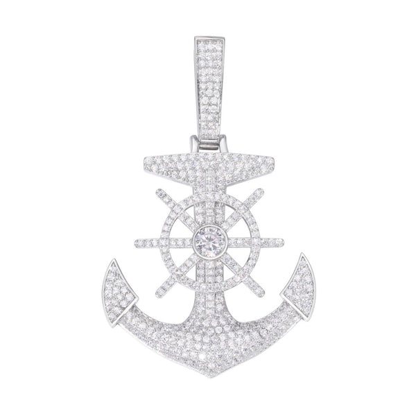 Sterling Silver Cubic Zirconia Necklace - 925 Silver CZ Set Anchor Pendant - by Hearts Forever Jewellers