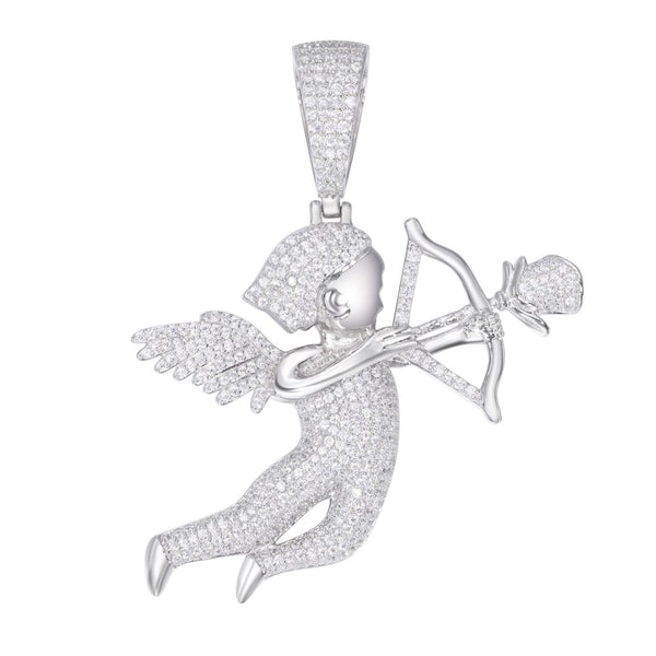 Sterling Silver Cubic Zirconia Necklace - 925 Silver CZ Set Cupid Pendant - by Hearts Forever Jewellers