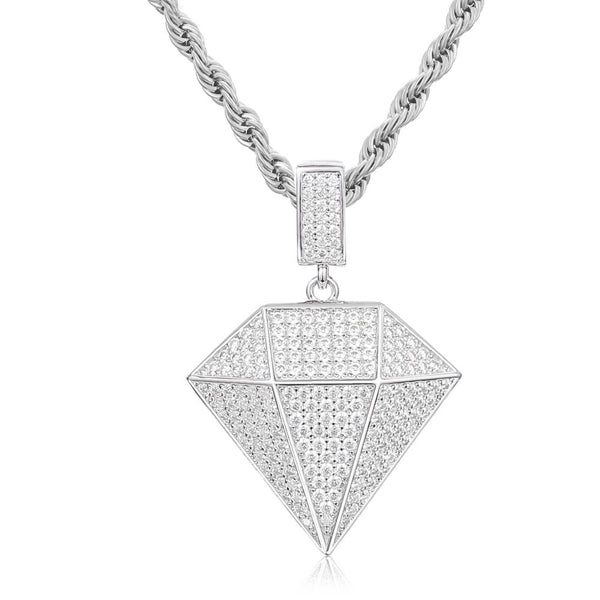 Sterling Silver Cubic Zirconia Necklace - 925 Silver CZ Set Natural Diamond Pendant - by Hearts Forever Jewellers