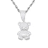 Sterling Silver Cubic Zirconia Necklace - 925 Silver CZ Set Teddy Bear Pendant - by Hearts Forever Jewellers