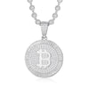 Sterling Silver Cubic Zirconia Necklace - 925 Silver CZ Set Bitcoin Pendant - by Hearts Forever Jewellers