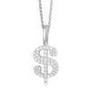 Sterling Silver Cubic Zirconia Necklace - 925 Silver CZ Set Dollar Pendant - by Hearts Forever Jewellers