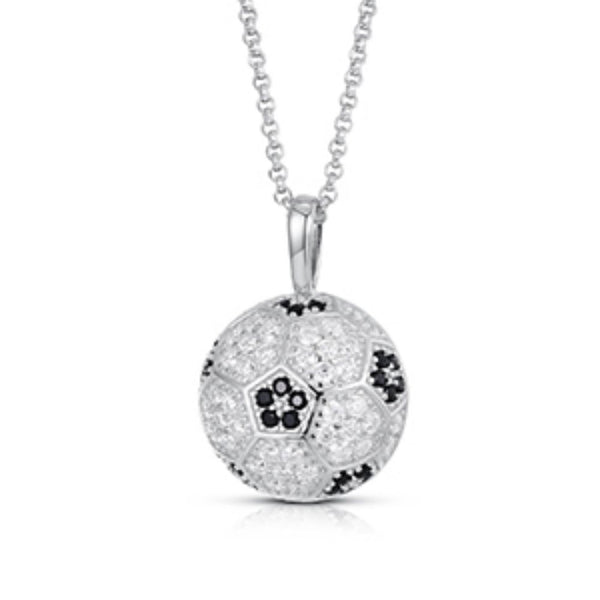 Sterling Silver Cubic Zirconia Necklace - 925 Silver CZ Set Football Pendant - by Hearts Forever Jewellers