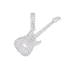 Sterling Silver Cubic Zirconia Necklace - 925 Silver CZ Set Guitar Pendant - by Hearts Forever Jewellers