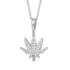 Sterling Silver Cubic Zirconia Necklace - 925 Silver CZ Set Cannabis Leaf Pendant - by Hearts Forever Jewellers