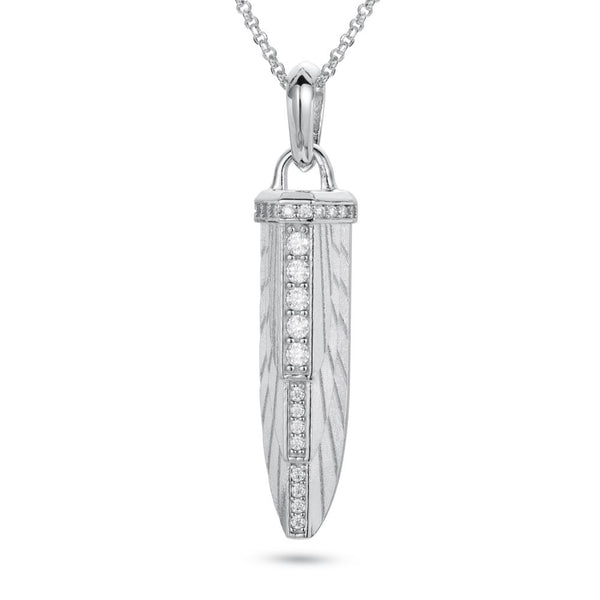 Sterling Silver Cubic Zirconia Necklace - 925 Silver CZ Set Empire Amulet Pendant - by Hearts Forever Jewellers