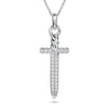 Sterling Silver Cubic Zirconia Necklace - 925 Silver CZ Set Vintage Sword Pendant - by Hearts Forever Jewellers