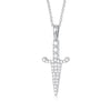 Sterling Silver Cubic Zirconia Necklace - 925 Silver CZ Set Dagger Pendant - by Hearts Forever Jewellers