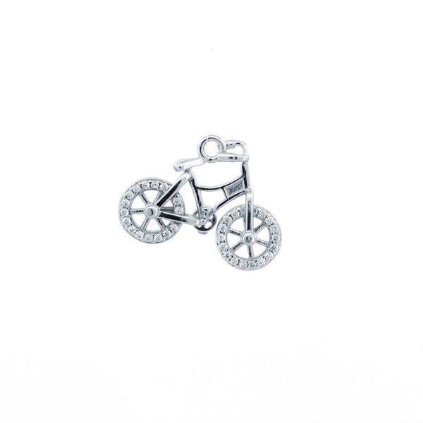 Sterling Silver Cubic Zirconia Necklace - 925 Silver CZ Set Bicycle Pendant - by Hearts Forever Jewellers