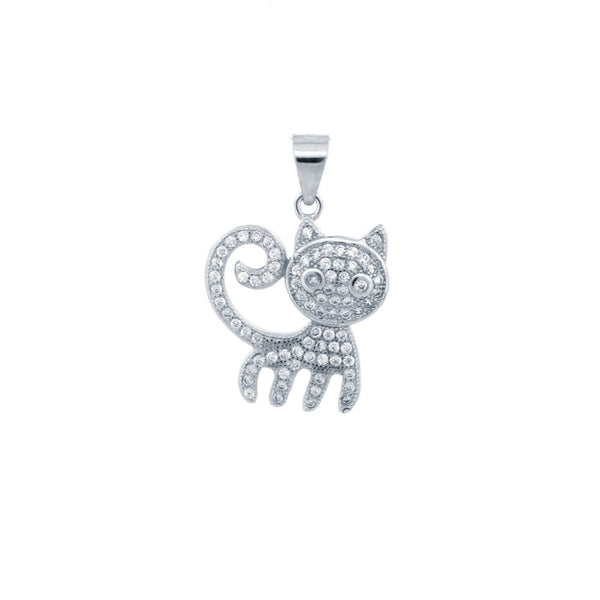 Sterling Silver Cubic Zirconia Necklace - 925 Silver CZ Set Cat Pendant - by Hearts Forever Jewellers