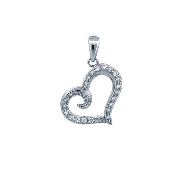 Sterling Silver Cubic Zirconia Necklace - 925 Silver CZ Set Heart Pendant - by Hearts Forever Jewellers