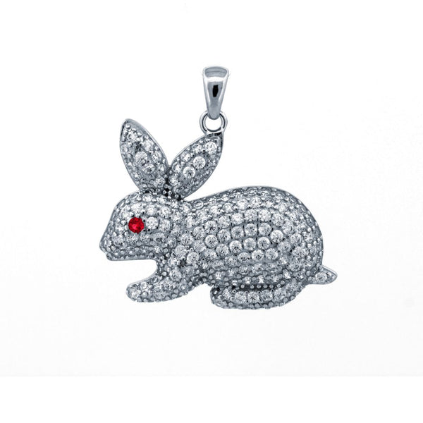 Sterling Silver Cubic Zirconia Necklace - 925 Silver CZ Set Rabbit Pendant - by Hearts Forever Jewellers