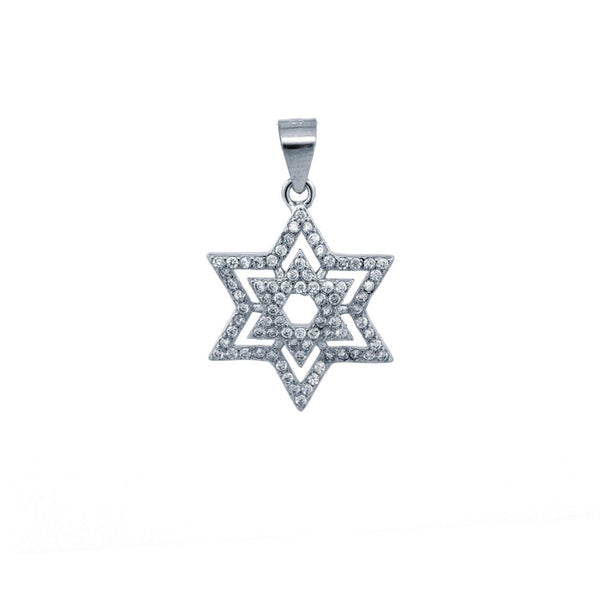 Sterling Silver Cubic Zirconia Necklace - 925 Silver CZ Set Star of David Pendant - by Hearts Forever Jewellers
