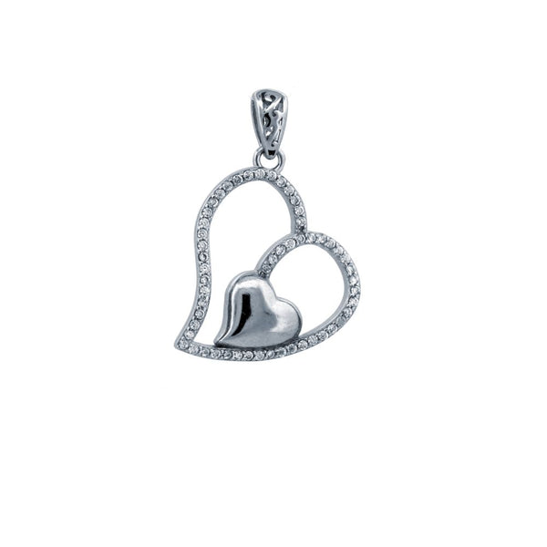 Sterling Silver Cubic Zirconia Necklace - 925 Silver CZ Set Heart Pendant - by Hearts Forever Jewellers