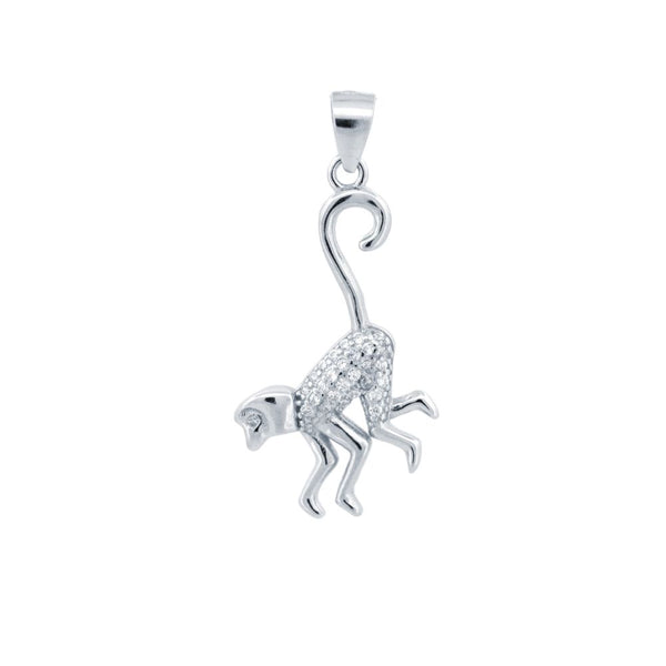 Sterling Silver Cubic Zirconia Necklace - 925 Silver CZ Set Monkey Pendant - by Hearts Forever Jewellers