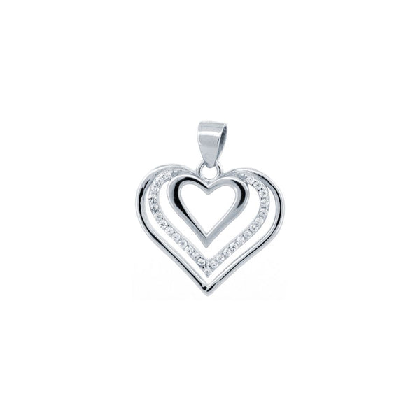 Sterling Silver Cubic Zirconia Necklace - 925 Silver CZ Set Heart Pendant - by Hearts Forever Jewellers