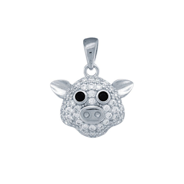 Sterling Silver Cubic Zirconia Necklace - 925 Silver CZ Set Piggy Pendant - by Hearts Forever Jewellers