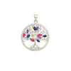 Sterling Silver Cubic Zirconia Necklace - 925 Silver Multi Col CZ Tree of Life Pendant - by Hearts Forever Jewellers