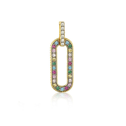 Sterling Silver Cubic Zirconia Necklace - 925 Silver 14ct Gold Plated Multi Col CZ Set Pendant - by Hearts Forever Jewellers