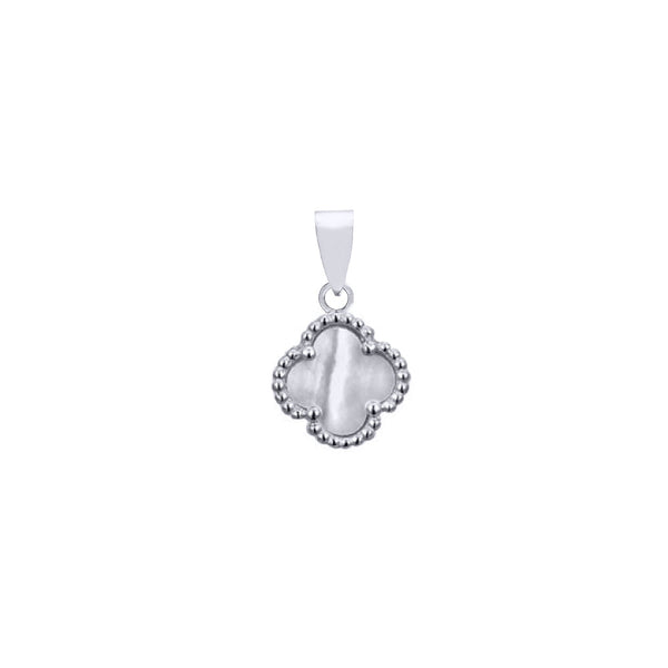 Sterling Silver Necklace - 925 Silver Rhodium Single Clover Pendant Black Onyx Colour - by Hearts Forever Jewellers