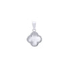 Sterling Silver Cubic Zirconia Necklace - 925 Silver Rhodium CZ Set Single Clover Pendant Black Onyx Colour - by Hearts Forever Jewellers