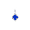 Sterling Silver Cubic Zirconia Necklace - 925 Silver Rhodium CZ Set Single Clover Pendant Black Onyx Colour - by Hearts Forever Jewellers