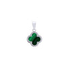 Sterling Silver Cubic Zirconia Necklace - 925 Silver Rhodium CZ Set Single Clover Pendant Black Onyx Colour - by Hearts Forever Jewellers