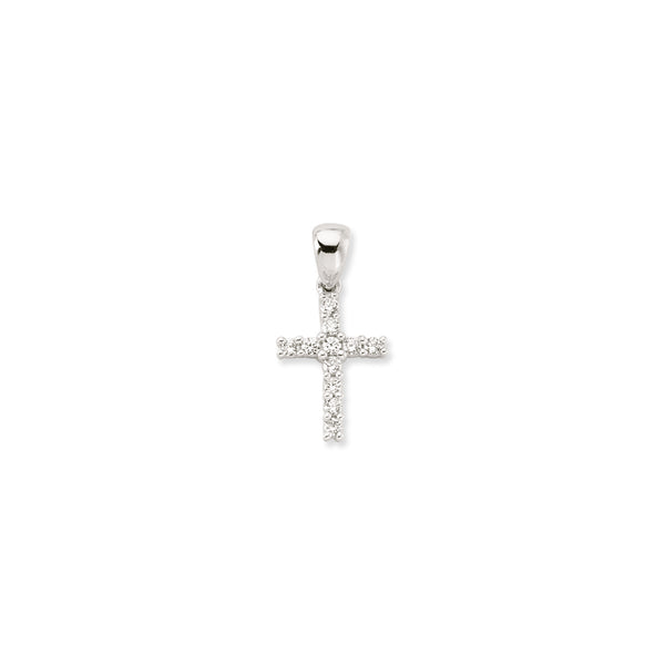 Sterling Silver Cubic Zirconia Necklace - 925 Silver CZ Set Cross - by Hearts Forever Jewellers