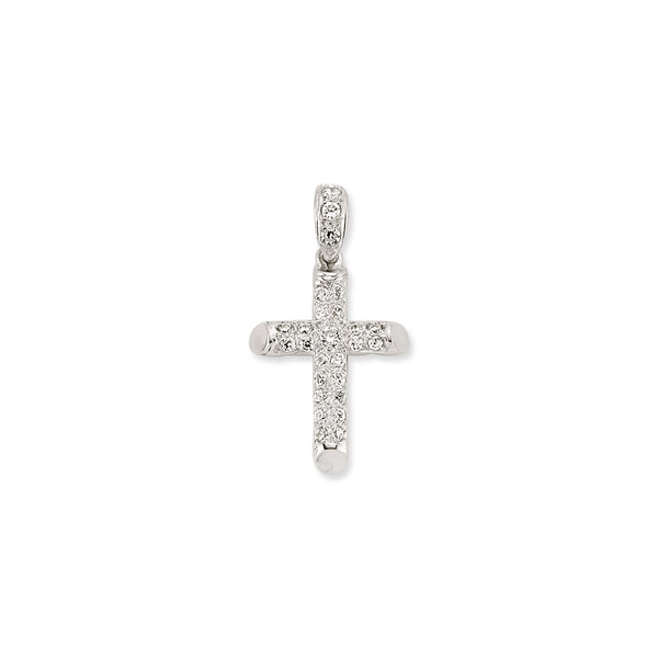 Sterling Silver Cubic Zirconia Necklace - 925 Silver CZ Set Cross - by Hearts Forever Jewellers