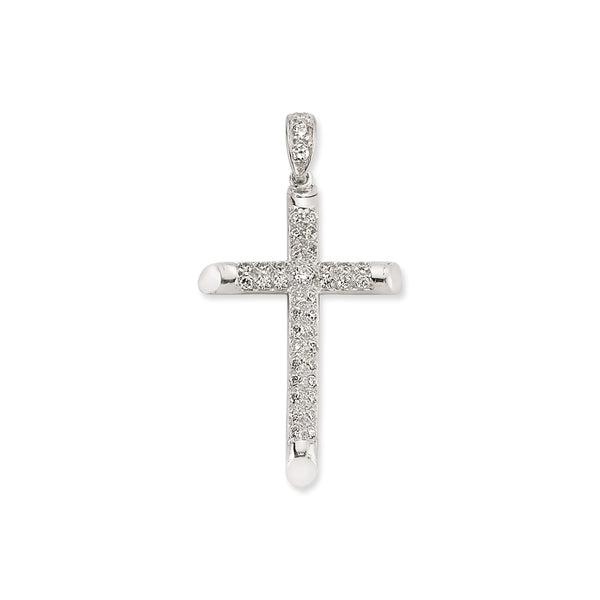 Sterling Silver Cubic Zirconia Necklace - 925 Silver CZ Set Cross - by Hearts Forever Jewellers