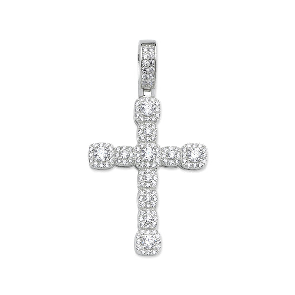 Sterling Silver Cubic Zirconia Necklace - CZ Set Cluster Cross - by Hearts Forever Jewellers