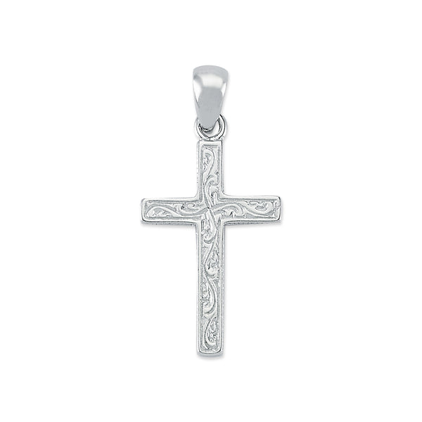 Sterling Silver Necklace - 925 Silver Engraved Cross - by Hearts Forever Jewellers