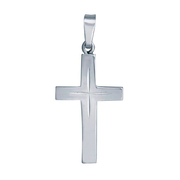 Sterling Silver Diamond Necklace - 925 Silver Stamped Diamond Cut Cross - by Hearts Forever Jewellers