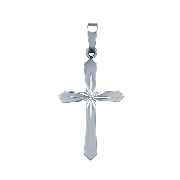 Sterling Silver Diamond Necklace - 925 Silver Stamped Diamond Cut Cross - by Hearts Forever Jewellers