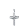 Sterling Silver Cubic Zirconia Necklace - 925 Silver Large CZ Brilliant and Baguette Cut Cross - by Hearts Forever Jewellers