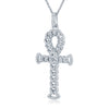 Sterling Silver Cubic Zirconia Necklace - 925 Silver CZ Set Curb Link Anc Style Cross - by Hearts Forever Jewellers