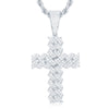 Sterling Silver Cubic Zirconia Necklace - 925 Silver CZ Set Cuban Link Style Cross - by Hearts Forever Jewellers