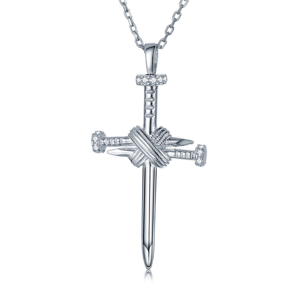 Sterling Silver Necklace - 925 Silver Nail Cross - by Hearts Forever Jewellers