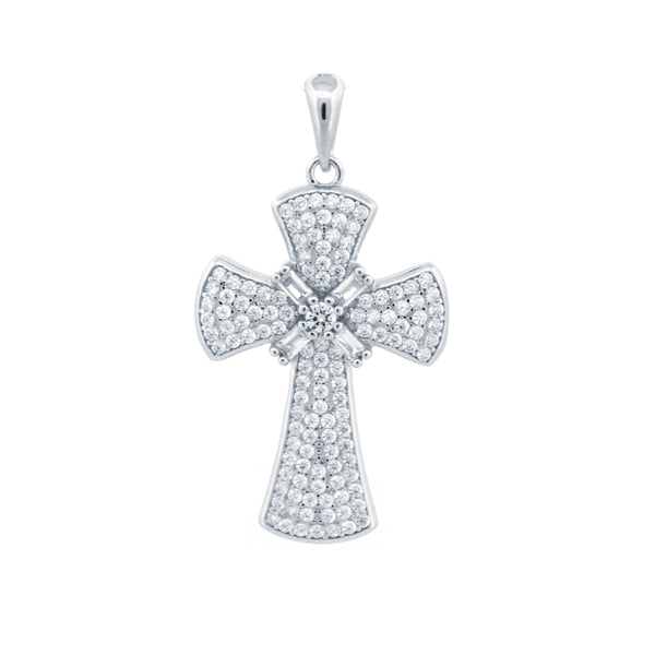 Sterling Silver Cubic Zirconia Necklace - 925 Silver CZ Set Cross - by Hearts Forever Jewellers
