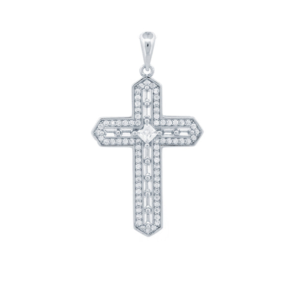 Sterling Silver Cubic Zirconia Necklace - 925 Silver CZ Set Cross - by Hearts Forever Jewellers
