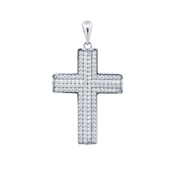 Sterling Silver Cubic Zirconia Necklace - 925 Silver CZ Set Cross - by Hearts Forever Jewellers