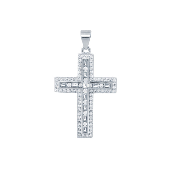 Sterling Silver Cubic Zirconia Necklace - 925 Silver CZ Set Cross - by Hearts Forever Jewellers