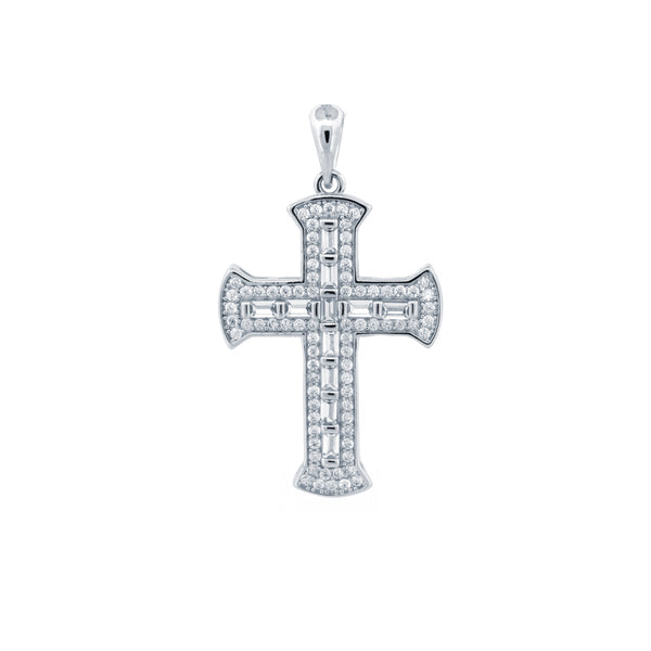 Sterling Silver Cubic Zirconia Necklace - 925 Silver CZ Set Cross - by Hearts Forever Jewellers