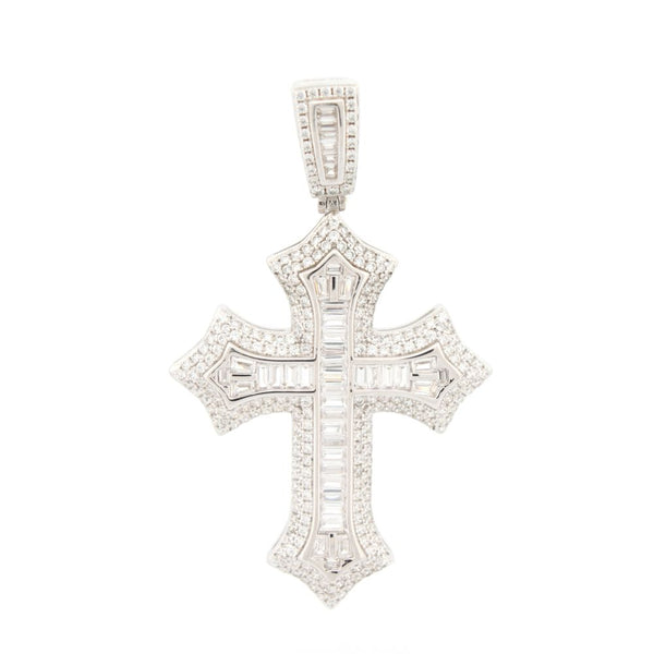 Sterling Silver Cubic Zirconia Necklace - 925 Silver Rhodium Plated CZ Set Cross - by Hearts Forever Jewellers