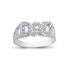 925 Silver CZ Set Dad Ring Curb Shoulders