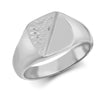 925 Silver Cushion Shape Half Engraved Signet Ring
