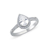 925 Silver CZ Pear Shape Ring