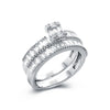 925 Silver Pear Emerald Cut and Half ET Set Rings