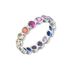 925 Silver Rhodium Plated Multi Col CZ Full Eternity Ring