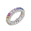 925 Silver Rhodium Plated Multi Col CZ Full Eternity Ring